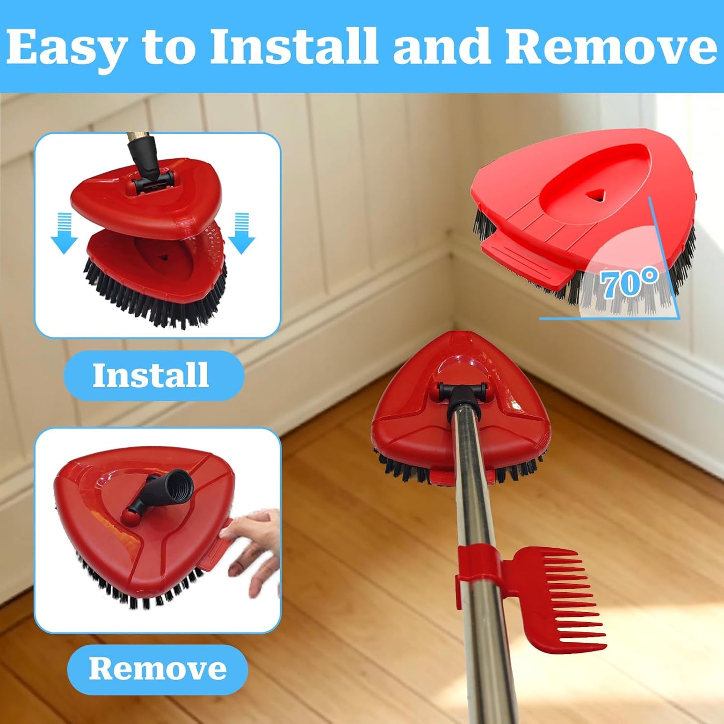 Spin Mop Replace Head for EasyWring 1 Tank,Upgraded Scrub Brush Replacement Head Compatible with Ocedar, 4 Microfiber Refills, 1 Handle, 1 Base and 1 Cleaning Brush Combo Set
