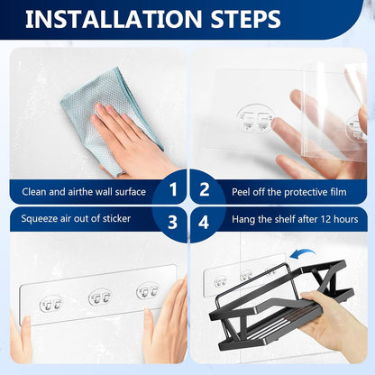 FGSAEOR 14-Pack Shower Caddy Adhesive Single Hooks for Replacement, Shower Holder Organizer Self Adhesive Wall Hooks for Bathroom Corner Shelf Basket Soap Dish