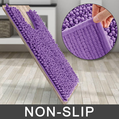 Yimobra Bathroom Rugs Non Slip Washable - Ultra Soft Absorbent Chenille Bath Mat, Quick Dry Shaggy Floor Carpet for Tub Shower, Gray Home Decor Accessories, 24x17 Inch