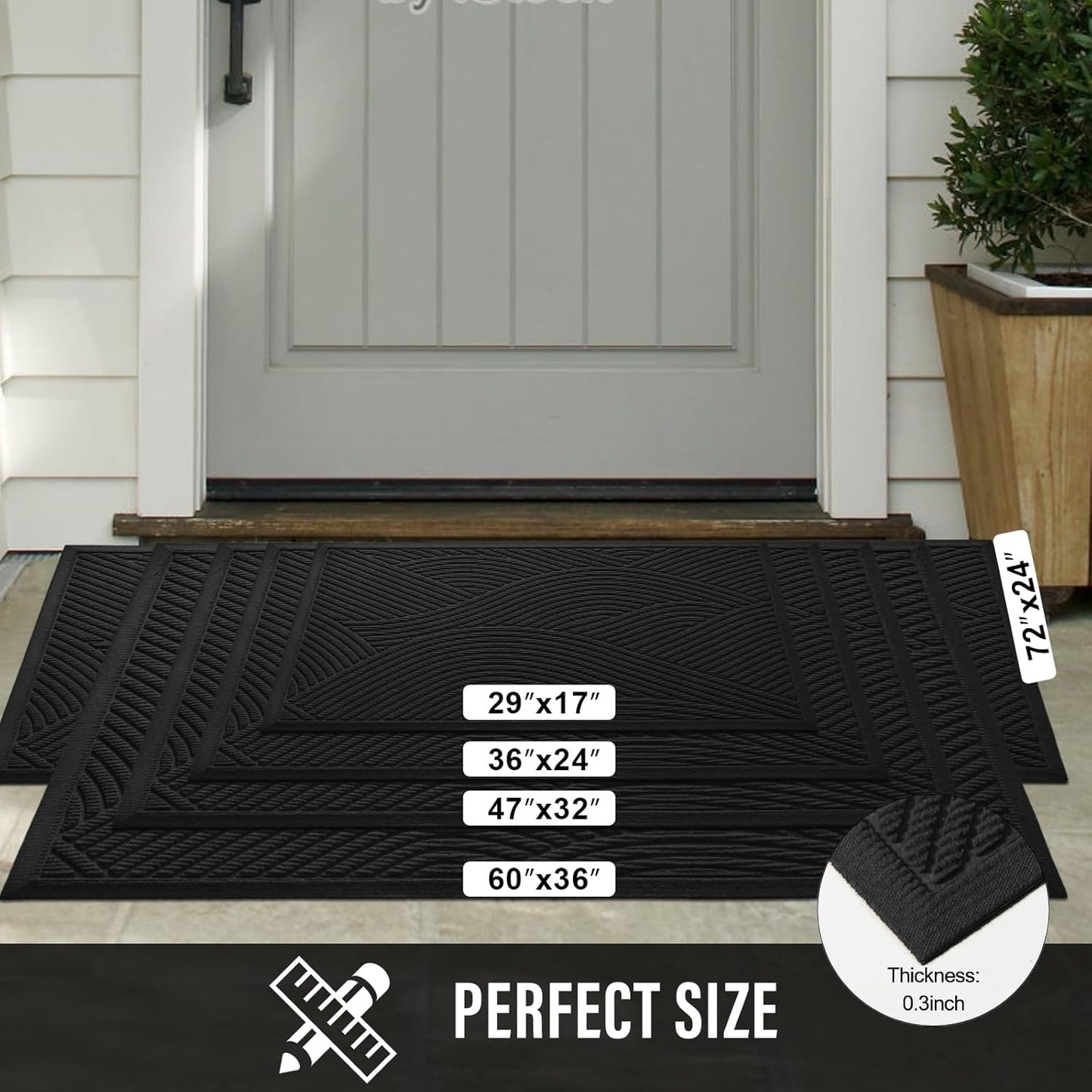 HIYARD Sturdy Front Door Mat, Absorbent Muddy Dirt Resist Welcome Door Mats Outdoor Indoor, Stain and Fade Resistant, Non-Slip Backing Entry Mat Low Profile Doormat for Entryway, 29×17, Beige