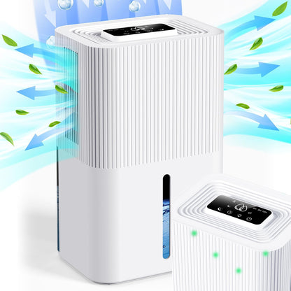 Portable Dehumidifier for Small Room, Bathroom & Closet | 91 OZ Tank | Compact Quiet Dehumidifier for RV, Bedroom (No Basements) | Auto Shut-Off White