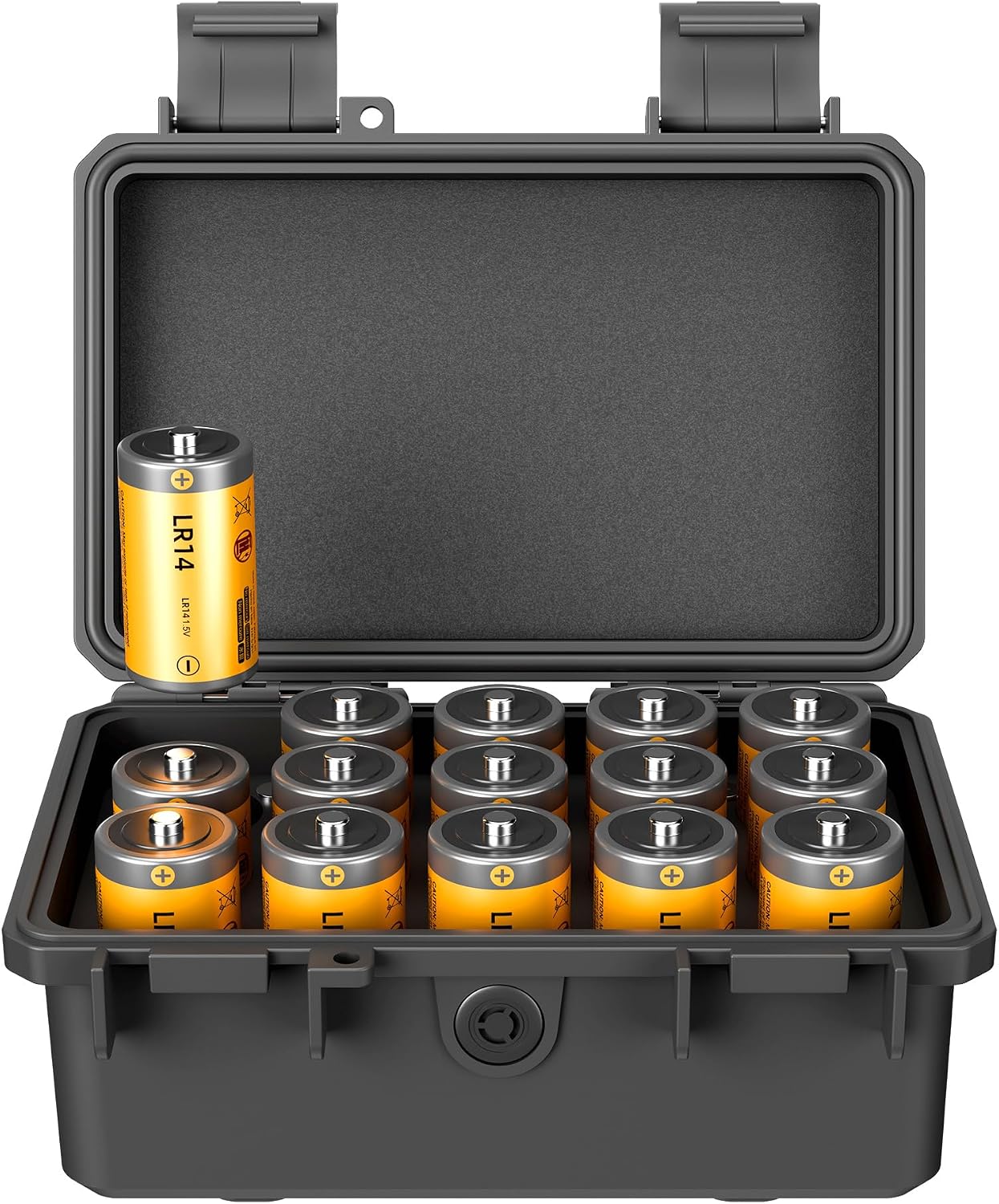 24 Slots CR2 CR123 CR123A Lithium Battery Organizer Case, IP67 Waterproof Hard Case for CR17345/CR16340/CR18350/CR15270(CR2) Explosionproof Batteries Storage Holder for Household Outdoor Camping