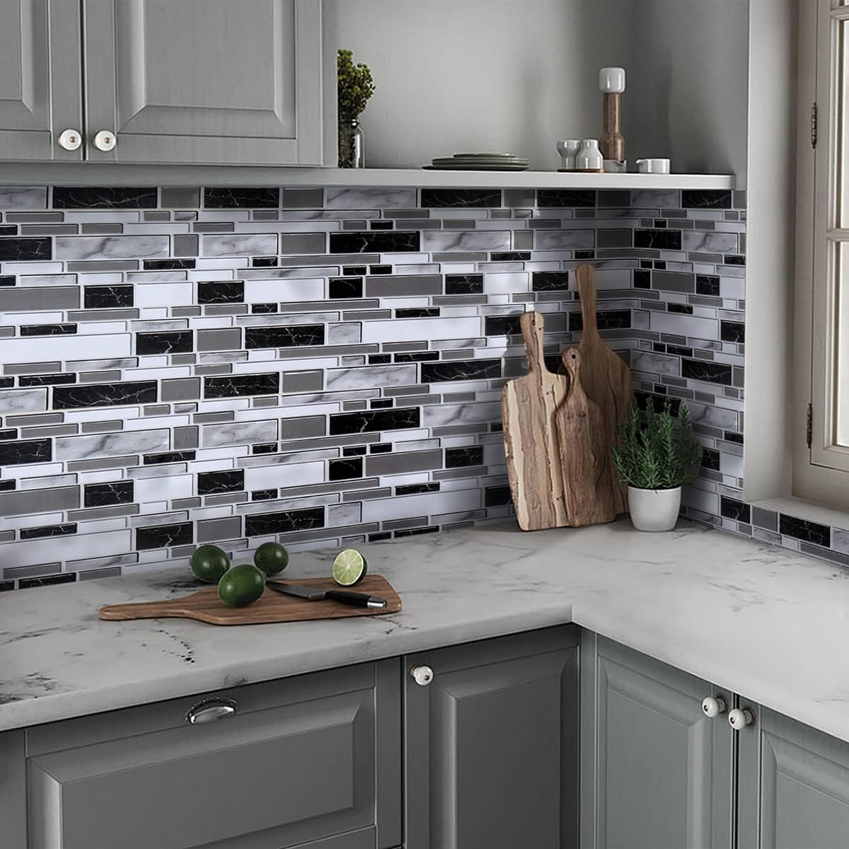 Livebor Peel and Stick Backsplash Wallpaper Kitchen Backsplash Wallpaper 11.8inch x 118.1inch Tile Contact Paper Kitchen Peel and Stick Countertops Waterproof Contact Paper for Bathroom Tile Vinyl