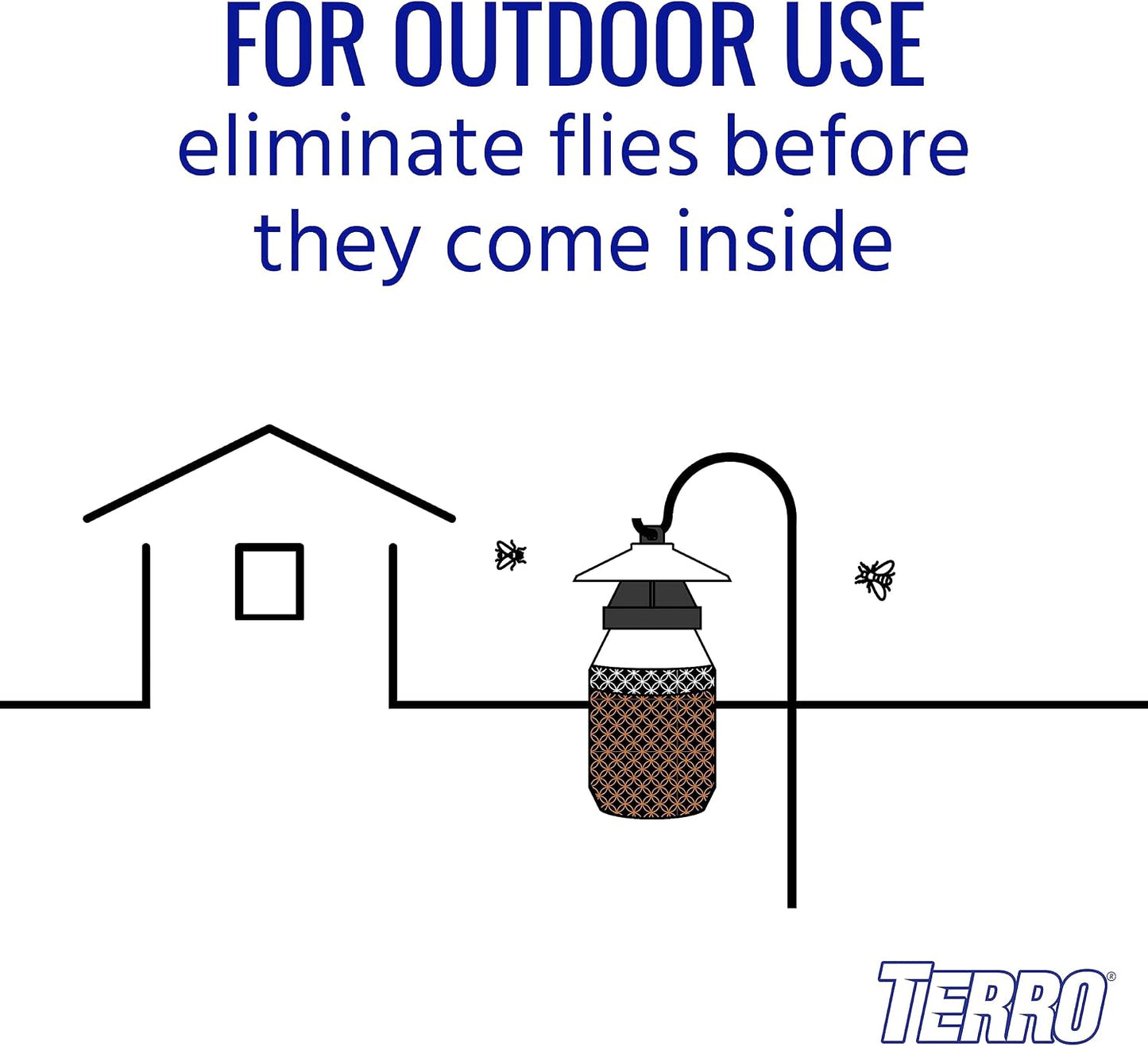 TERRO Fly Magnet Trap, Reusable Poison-Free Outdoor Fly Catcher with Bait | Kills House Flies, Barn Flies & Bottle Flies, Easy to Use Outdoor Fly Trap for Patios & Decks, Bait Activates in Hours