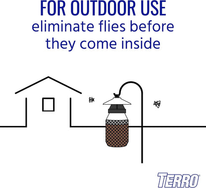TERRO Fly Magnet Trap, Reusable Poison-Free Outdoor Fly Catcher with Bait | Kills House Flies, Barn Flies & Bottle Flies, Easy to Use Outdoor Fly Trap for Patios & Decks, Bait Activates in Hours