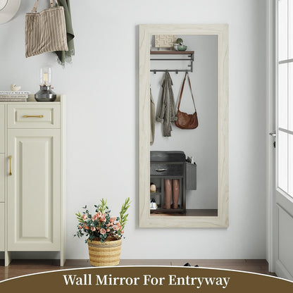 Syndra Modern Full Length Mirror Wood Frame, 65x24'' Large Floor Mirror with HD Tempered Glass & Wall Mount, Rectangular Standing Mirror for Bedroom, Living Room, Entryway, Farmhouse(Grey White Oak)