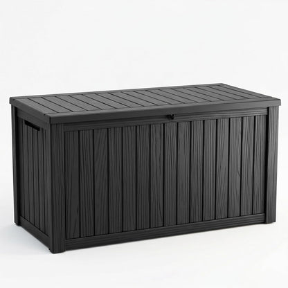 60 Gallon Outdoor Waterproof Storage Box, UV Resistant Resin Deck Box with Built-in Handle, Outdoor Storage Container for Patio Furniture, Garden Tools, Patio Cushions, Black