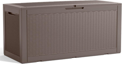 PatioZen 100 Gallon Resin Deck Box, Lockable Patio Outdoor Storage Box for Furniture, Garden Tools and Tools Storage, Waterproof Outside Storage Boxes - Black