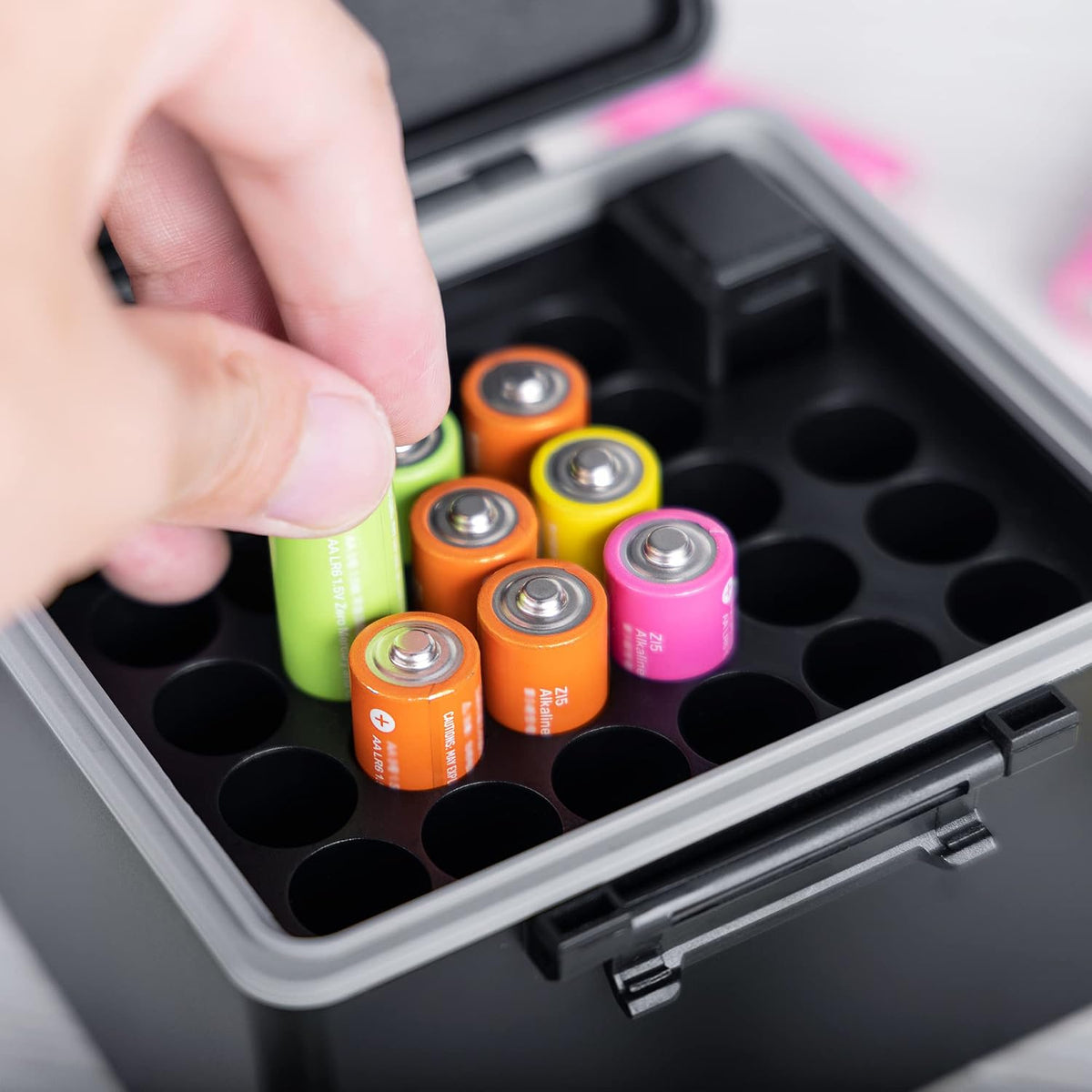 JJC 44 Slots AAA Triple A Battery Case Holder with Removable Battery Tester, Water-Resistant & Shockproof AAA Battery Storage Box Organizer