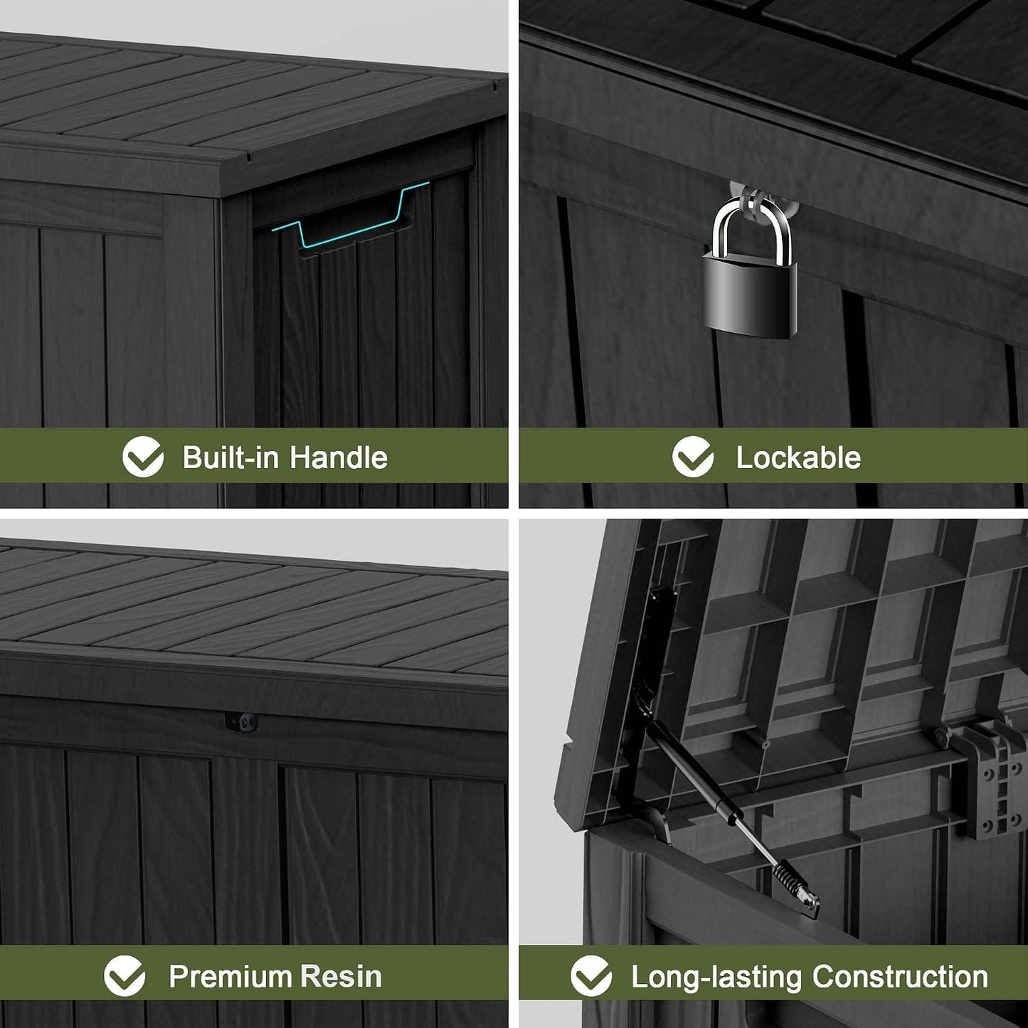 30 Gallon Outdoor Deck Box, Lockable Waterproof Outdoor Storage Boxes For Garden Tools,Indoor Cushions,Accessories Outside Storage Resin Weatherproof Container(Black)