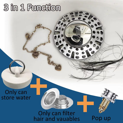 AzWzz Bathroom Sink Stopper,Sink Hair Catcher,Bathroom Sink Drain Strainer Pop Up Drain Cover Plug,Universal for 1.1 to 1.65in Sink Drain Hole