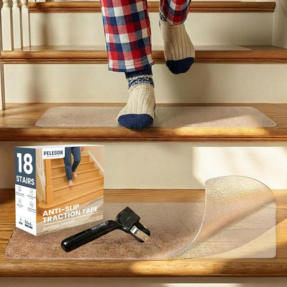 PELEGON Outdoor Stair Treads Non-Slip for Wooden Steps (12 Stairs) 6"x30" Heavy Duty Waterproof Anti Slip Traction Tape, Black Grip Tape Treads Outdoor for Wood, Decks, Ramps