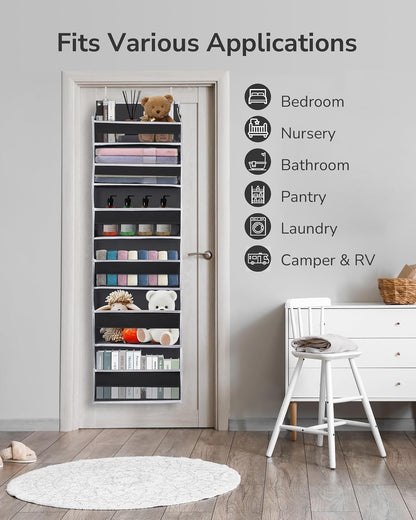ULG Over the Door Organizer, 5-Tier Extra Large Hanging Storage with 10 Mesh Pockets, 100 lbs Capacity, Heavy Duty Door Organizer for Closet, Bedroom, Nursery Storage, Beige