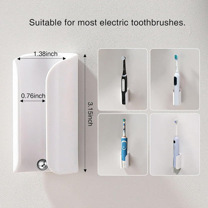 Electric Toothbrush Holder for Bathroom, Wall-Mounted Toothbrush Stand with Self-Adhesive, Compact Bathroom Caddy for Electric Toothbrushes (Clear-2pcs)