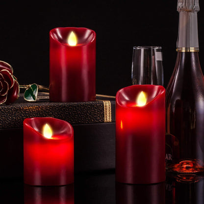 Enpornk Flameless Candles, Flickering Moving Flame LED Candles Set of 5 (Size: D: 3" x H: 4"/4"/4"/6"/6") Pillar Realistic Real Wax Battery Operated Candles with Remote Control 2 4 6 8 Hours Timer