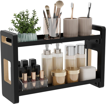 Bathroom Counter Organizer,Bathroom Counter Shelf,Bathroom Organizers,Under Sink Organizer,Cologne Organizer For Men,Colognes Stand,Cologne Cabinet,Vanity Shelf(Black 2 Tier)