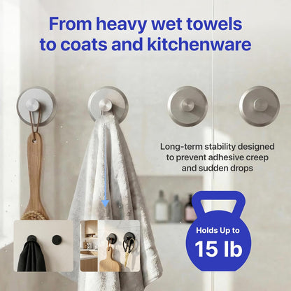 HOME SO Suction Cup Hooks for Shower & Bathroom Towel Holder 2-Pack – Suction Cups Hooks for Hanging Towels, Robes, & Coats - Tiles, Glass Door or Mirror – Shower Hooks & Towel Hooks Organizer - Black