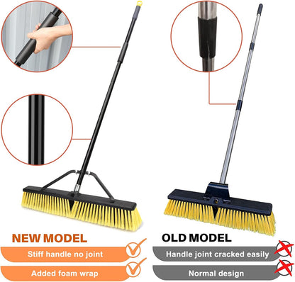 KeFanta 18 Inches Push Broom Outdoor- Heavy Duty Broom with 63" Long Handle for Deck Driveway Garage Yard Patio Warehouse Concrete Floor Cleaning