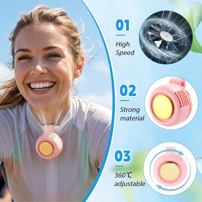 4 Pack 360° Portable Silent Mini Bladeless Electric Fan, Small Fan Clip on for Shirt & Waist, 3 Speeds Rechargeable Whirlwind Cooling Fans for Outdoor Travel Office(Pink)