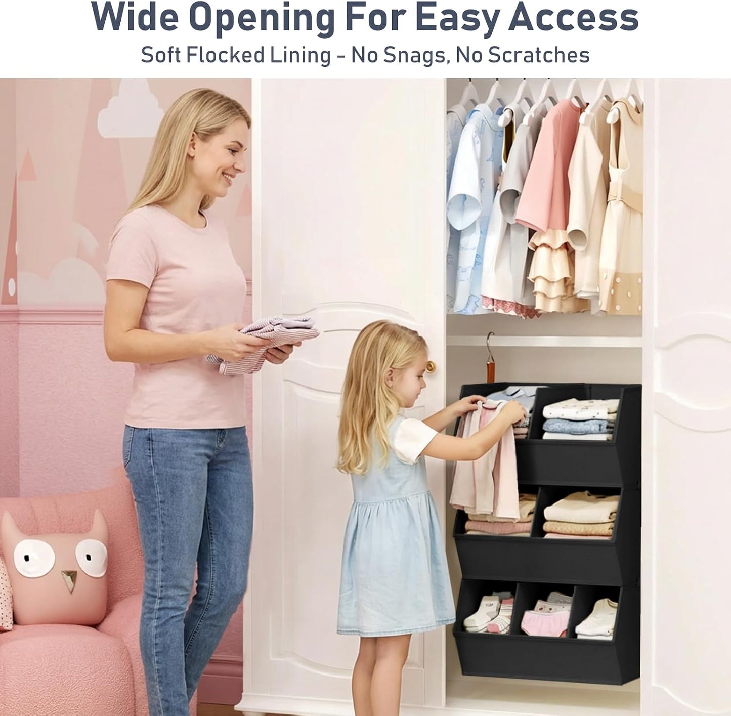 Hanging Closet Organizer Extra Large, Clothes Hanging Shelves for Closet with Divider, Collapsible Closet Storage System, Fabric Closet Hanging Organizer for Home, Dorm, Rv, ,Handbags, Underwear, Sock