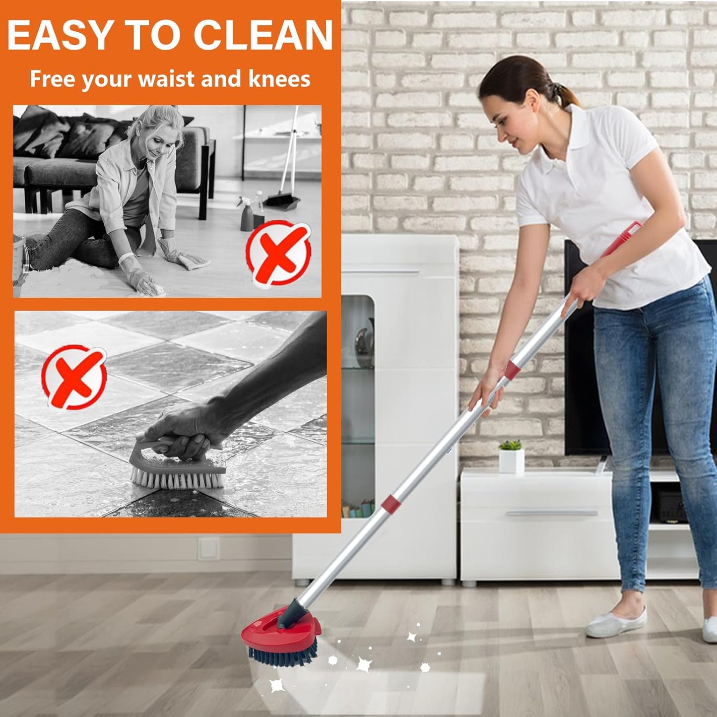 Fatmass 2 Pack Upgraded Spin Mop Replace Scrub Mop Brush Compatible with O Cedar 2 Tank RinseClean, Great for Kitchen, Deck, Bathroom and Shower Floor Scrubber