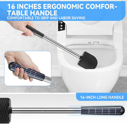TRENTI Toilet Brush and Holder Set - Bristles Bowl Brush Head with Ventilated Holder, Wall Mounted Compact Set for Bathroom Deep Cleaning