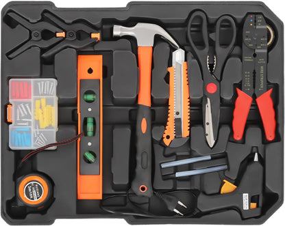 187pcs Trolley Case Tool Set, Carbon Steel Home Repair Kit Household Hand Tool Kit Toolbox Storage Case, Complete Rolling Tool Box for Maintenance Garden Homeowner DIYer Handyman