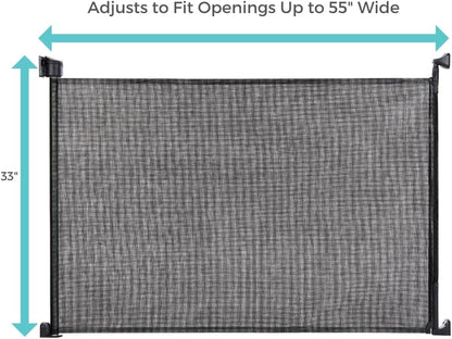 Toddleroo by North States - Retractable Fit Mesh Baby Gate: Indoor Retractable Baby Gate - Extra Wide Up to 55 Inches Wide - 33 Inches Tall - Black