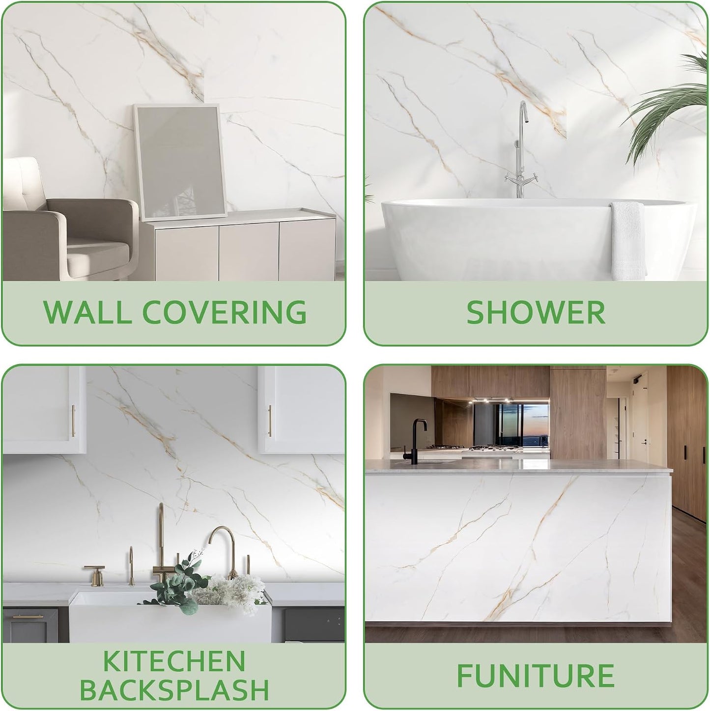 Marble Peel and Stick Waterproof Wall Paneling, 118" x 47" Carrara White Matte Finish Self-Adhesive Backsplash Tile Vinyl Wall Panel for Kitchen Bathroom Wall Decor, Covers 38.75 Sq. Ft.