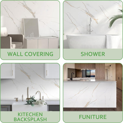 Marble Peel and Stick Waterproof Wall Paneling, 118" x 47" Carrara White Matte Finish Self-Adhesive Backsplash Tile Vinyl Wall Panel for Kitchen Bathroom Wall Decor, Covers 38.75 Sq. Ft.