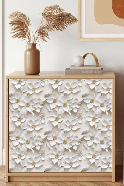 Floral Peel and Stick Wallpaper 3D Effect Interior Wall Décor Contact Paper Self Adhesive Removable Renter Friendly for Bedroom Living Cabinet Room 17.7in x 9.8ft (Not Textured Wallpaper