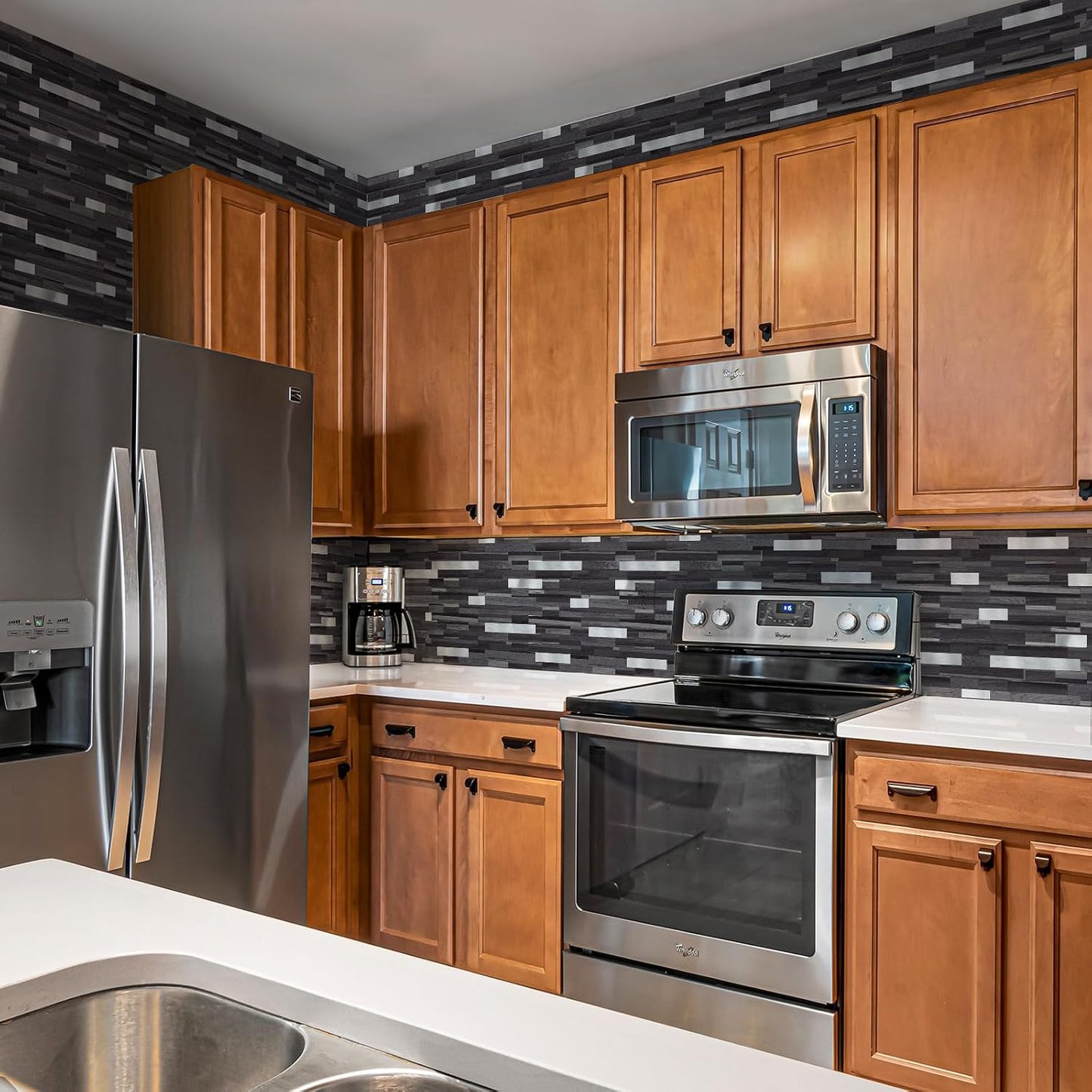 Midcard 10 Sheets Peel and Stick Backsplash PVC Wall Tile,for Kitchen Backsplash