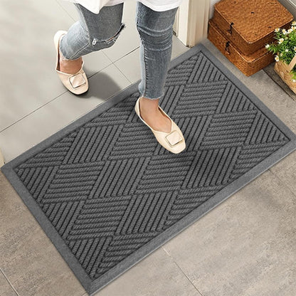 HIYARD Sturdy Front Door Mat, Absorbent Muddy Dirt Resist Welcome Door Mats Outdoor Indoor, Stain and Fade Resistant, Non-Slip Rubber Backing Low Profile Doormat for Entryway, 30×17, Beige