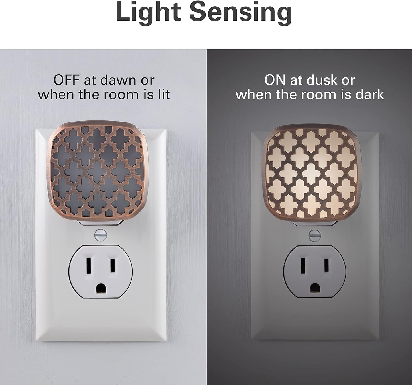 Lights by Night Decorative LED Night Light, Brushed Nickel Flower Design, Plug-in, Dusk to Dawn Sensor, UL-Certified, Home Decor, Ideal for Bedroom, Bathroom, Kitchen, Hallway, 54744, 2 Pack