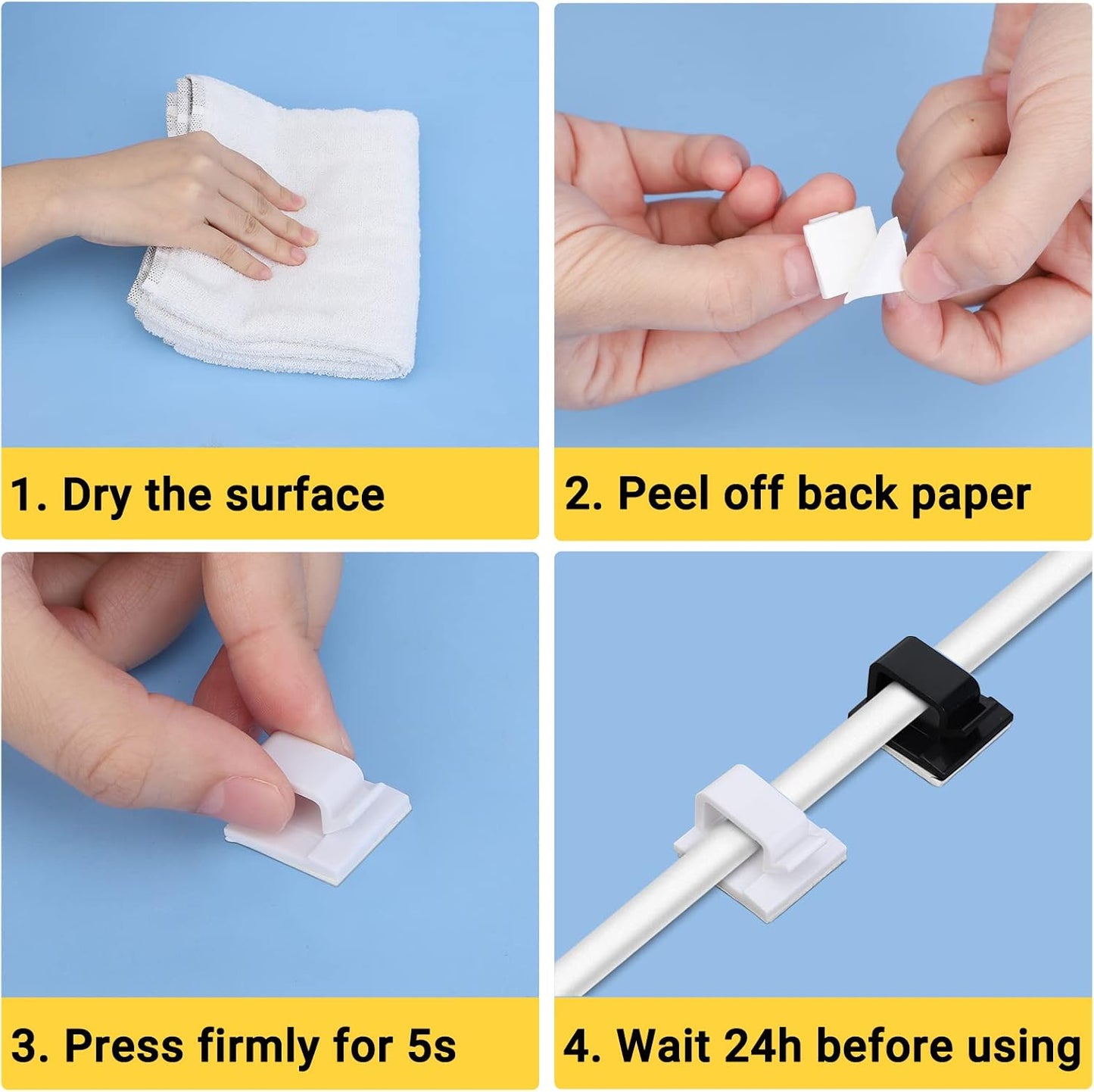 Segarty Cable Clips White, 100 PCS Small Self Adhesive Wire Ties Holder Adjustable Cords Organizer Clamps Ideal Cord Management for Hanging Tidying Wires for PC Desk Car Wall Office Home Outdoors