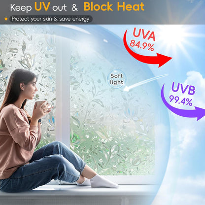 Frosted Glass Window Privacy Film Decorative with Tools, 2 Way Frosting Privacy Film for Glass Door, Static Cling Tint for Home Anti-UV, Covering Clings 23.6" by 77"