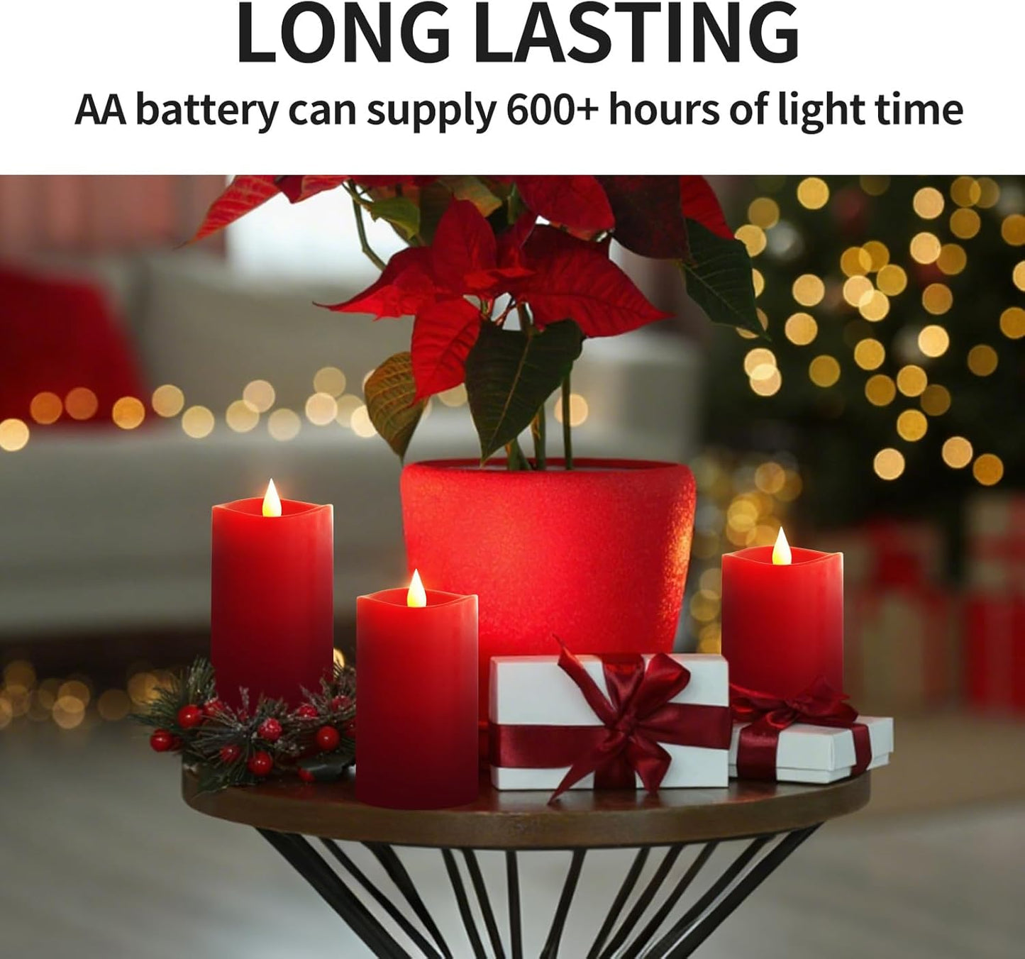3x3 Flickering Flameless Candles Set of 2, 2AA Battery Life 600 Hours Battery Candles Flickering with Timer,3 inch Flameless Candles with Remote for Indoor/Outdoor, Ivory
