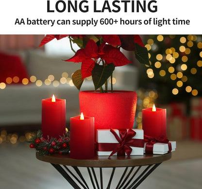 3x3 Flickering Flameless Candles Set of 2, 2AA Battery Life 600 Hours Battery Candles Flickering with Timer,3 inch Flameless Candles with Remote for Indoor/Outdoor, Ivory