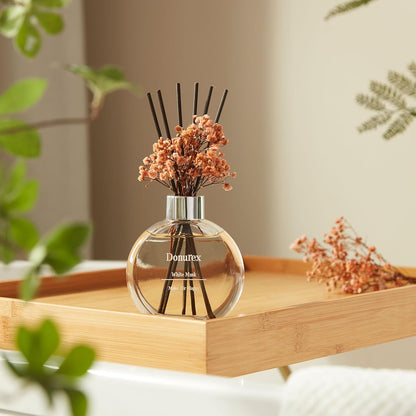 Flower Reed Diffuser Set 5.07oz Satin Rose Scent Diffuser with Sticks Home Fragrance Reed Diffuser for Bathroom Shelf Decor