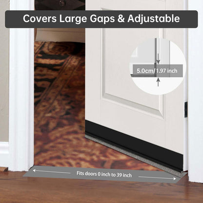 Door Sweep for Bottom of Door, Integrated Bottom Door Draft Stopper with Brush, Self-Adhesive Under Door Seal for Dust/Noise/Hot or Cold Air Insulation, Black 39.37" L/1" W