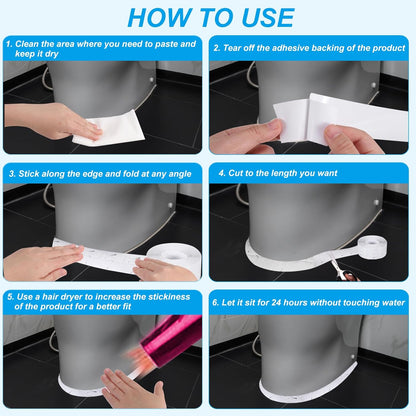 PATIKIL Caulk Tape 0.9" x 10.5 Ft, Self Adhesive Sealing Tape Waterproof Toilet Tub Caulk Sealant Strip Sealing Trim for Kitchen Bathroom Toilet Bathtub Sink Countertop, Gray