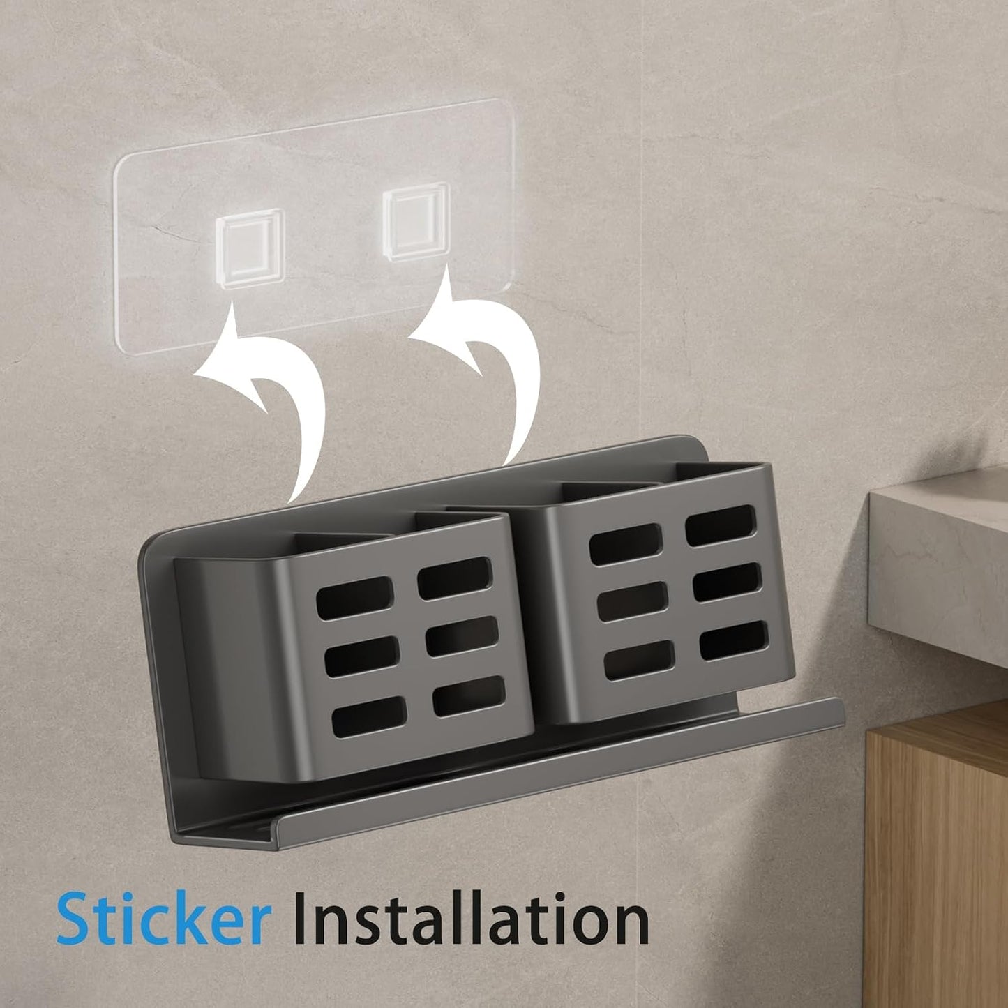 Aluminum Toothbrush Holder， Wall-Mounted，Bathroom Rack，4 Slot，Black | Bracket Shower Toothbrush Razor Holder Suitable for Toothbrush, Toothpaste, Razor and Comb etc Bathroom Storage
