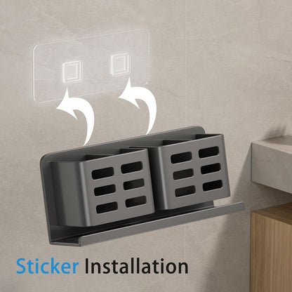 Aluminum Toothbrush Holder， Wall-Mounted，Bathroom Rack，4 Slot，Black | Bracket Shower Toothbrush Razor Holder Suitable for Toothbrush, Toothpaste, Razor and Comb etc Bathroom Storage