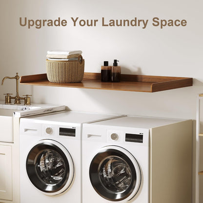 ChooChoo 2-Tier Washer Dryer Countertop with Adjustable Shelf, Spacious Laundry Room Storage for Folding Clothes and Efficient Organization, Walnut