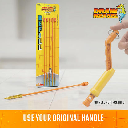FlexiSnake Drain Weasel Refill - Sink Snake Hair Clog Remover Tool, Sink, Pipe, Bathroom, Bathtub Drain Cleaner, 18-inch Long Flexible Disposable Wands, Made in The USA, 10 Pack