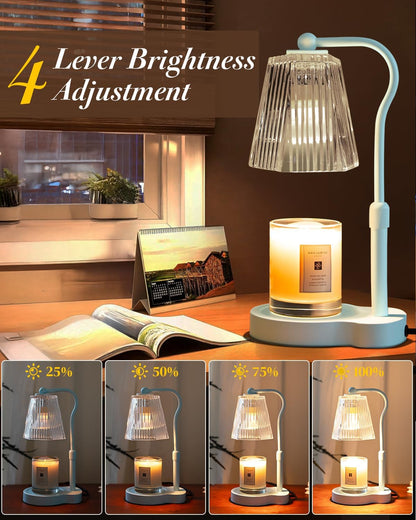 Candle Warmer Lamp with Timer & Dimmable Settings, Adjustable Height Flameless Scented Wax Melter for Jar Candles, Elegant Home Decor Warmer Lamp with 2 Bulbs, Gift for Women Mom Friend Family, Black