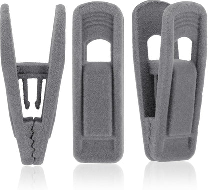 Tinfol Velvet Hanger Clips, 24 Pack Black Pants Hangers Clips, Large Opening Clothes Pin, Strong Finger Flocked Clip Perfect for Use with Slim-line Clothes Velvet Hanger