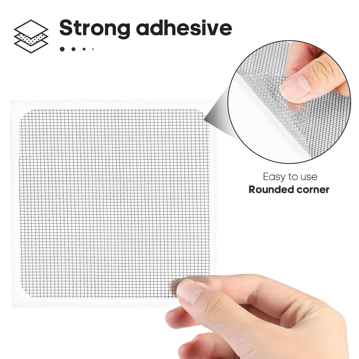Secopad 14 Sheets Window Screen Patches Repair Kit, Black 3 Sizes Window Screen Repair Kit for Mesh Screen Door, Strong Adhesive Fiberglass Quick Screen Repair Tape