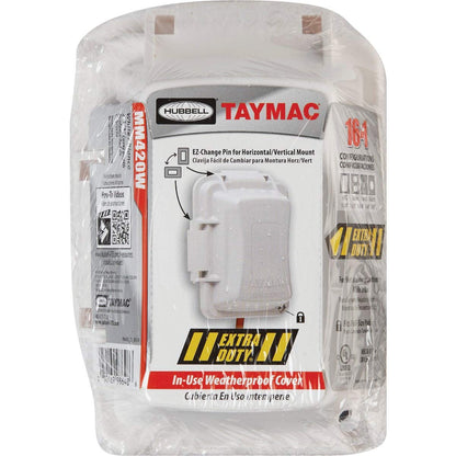 TayMac MM420W Raco 1-Gang Nonmetallic Extra Duty Weatherproof In-Use Horizontal/Vertical 16-in-1 Standard Cover, White, 2.75" Size