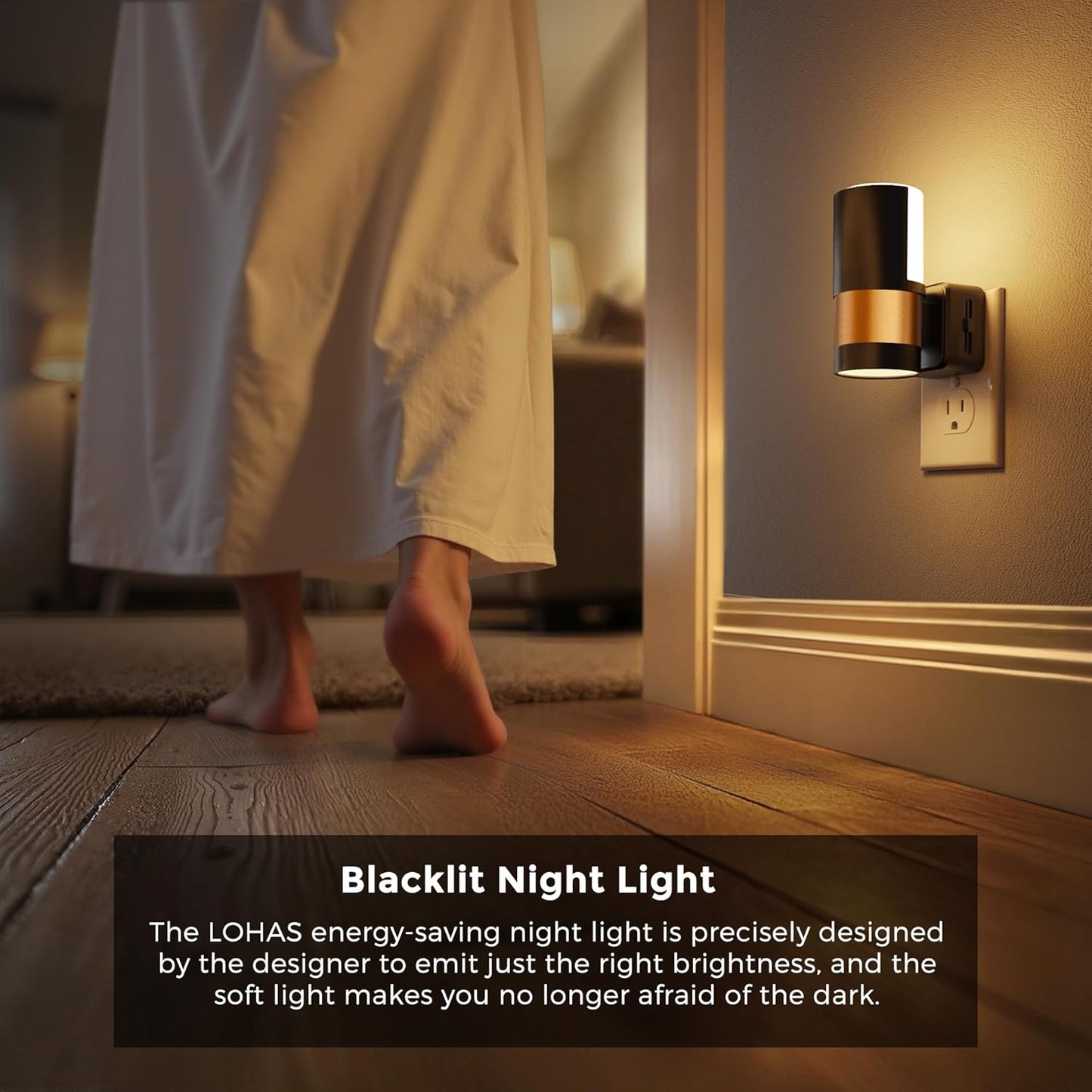 L LOHAS LED Night Light Plug in, Night Lights Plug into Wall, Light Sensor, 0-100LM Soft White 3000K, Dimmable Night Light, Modern Nightlight for Kids Bathroom Hallway Bedroom Kitchen Stairway, 2 Pack